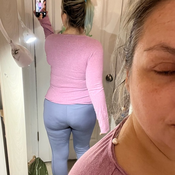 ORGANIC BEAUTIFUL! LONG SLEEVE TEE T SHIRT TOP LAVENDER PINK PALE BLUE SCROLL L - Picture 11 of 11